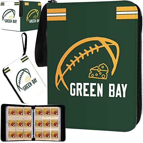 Football Card Binder with Sleeves 900 Pocket, Green Bay Football Card Holder for Trading Cards Sports Card 3 Ring Binder Folder Collector Album Storage Book Case Kids Boys Girls Gift - color: Green, size: 900