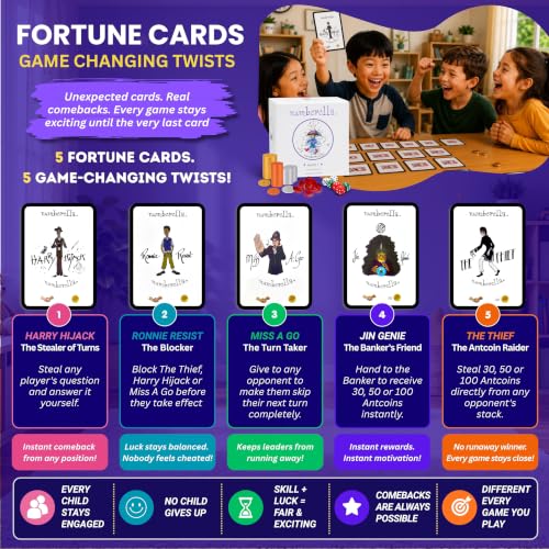 Numberella Deluxe Math Board Game for Kids – Level 1 | Ages 7–10, Grades 2–4 | Mental Math & Times Tables | Award-Winning Data-Proven STEM Game | Family, Homeschool & Classroom | 432 Questions