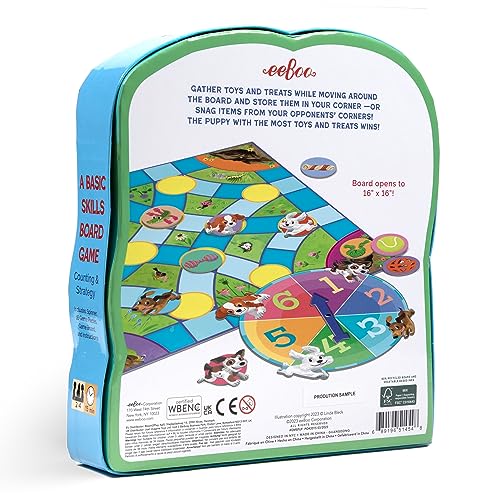 eeBoo: Puppy Fuffle - A Game of Counting & Simple Strategy, Kids Spinner Board Game, Collect Toys & Treats, Preschool, Ages 4+, 2-4 Players, 15-25 Min - style: Puppy Fuffle