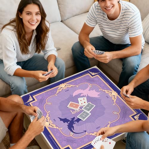 KUNTE Mahjong Mat, Purple, 32"x32" | Non-Slip, Quiet, Waterproof, Foldable, For American Mahjong - color: Purple