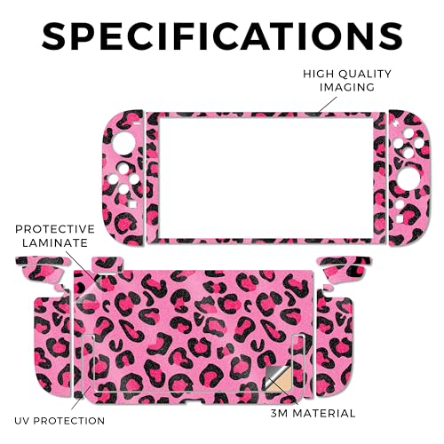Glossy Glitter Gaming Skin Compatible with Nintendo Switch 2 Console Only - Pink Leopard - Premium 3M Vinyl Protective Wrap Decal Cover - Easy to Apply | Crafted in The USA by MightySkins - color: Pink Leopard, size: Switch 2 Console Skin Only, style: Glo