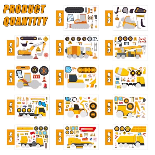 42 Sheets Create Construction Vehicles of Dreams Stickers, Make Your Own Sticker for Boys and Girls, Travel Sticker Books, Party Favors, Birthday, School and Activities Gifts for Kids Ages 3+ - style: Engineering