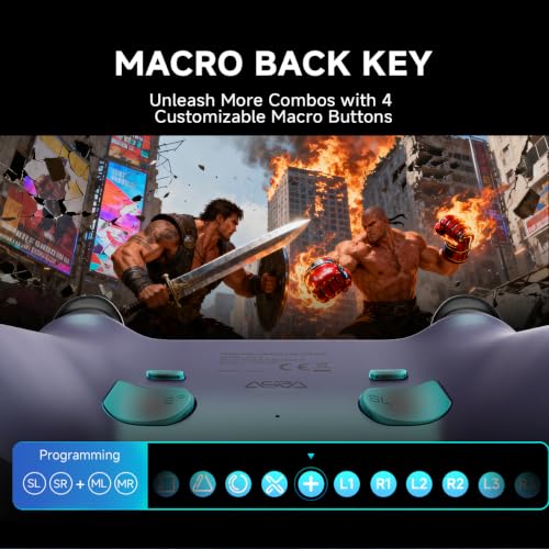 ASRVA Chrome Blue Wireless Pro Controller for PS5,4 Back Buttons,Hall Effect Joystick(No Drift),Micro-Switch,Gyro,Macro,1000mAh,RGB,Compatible with PS5/Pro/Slim/PC/iOS/Android - color: Chrome Blue