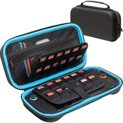 ButterFox Switch 2 Carrying Case for Nintendo Switch 2 Console, Fits Slim Protective Grip Case and 65W Power Bank, With 22 Game Holder and Built-in Stand (Blue/Black, Medium) - color: Blue/Black, size: 7.9 inch Switch 2 M