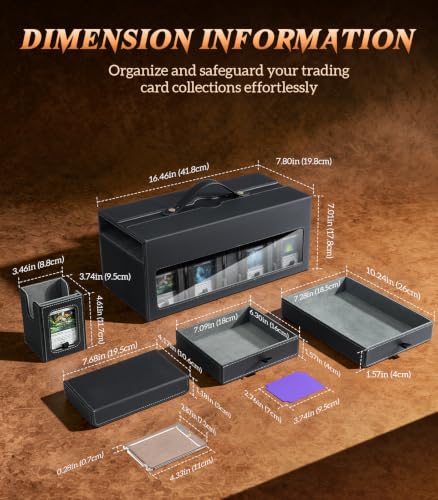 TiMOVO MTG Commander Deck Box, 11-in-1 Modular for TCG/PTCG, Black Gray | 8-Deck Card Storage Case and 3 Dice Trays, Holds 1760+ Single-Sleeved Cards, Display Window, Carry handle - color: Black Gray