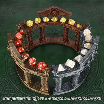 Dragon Dice Display for 7-Piece Polyhedral Set, DND Dice Collection Stand | Hand-Painted Antique Silver; Curved Dice Storage Organizer with Upper Slots and Lower Display Space - AF1198A - color: Dice Display Stand a