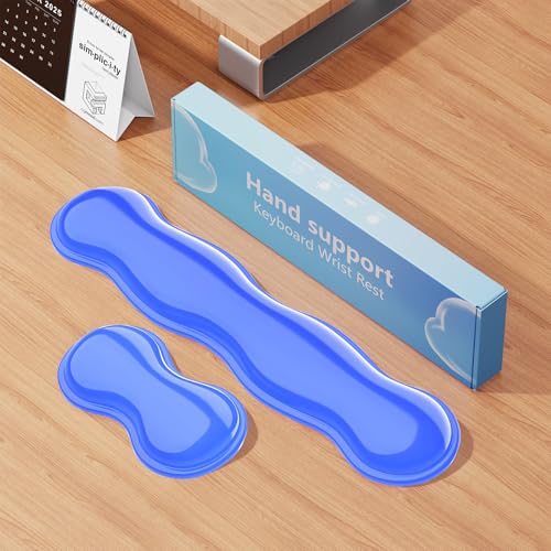 MOKURU Gel Keyboard and Mouse Wrist Rest Set, Comfort Ergonomic Wrist Support, for Wrist Pain Relief, Computer Keyboard Wrist Rest (Blue) - color: Blue