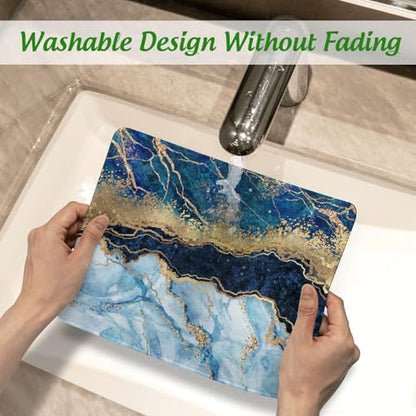 Mouse Pad Blue Liquid Marble Square Mousepad Desk Mat with Non Slip Rubber Base, Stitched Edge Mouse Mat Desk Pad for Work Game Office, 9.5x8 Inches - color: Blue Liquid Marble