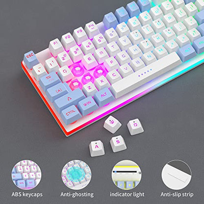 MageGee GT838 Gaming Keyboard and Mouse Combo, 104 Keys RGB Backlit Quiet Wired Keyboards for Laptop PC MAC, with Number Pad, Metal Panel, Anti-Ghosting, White Blue - color: White Blue