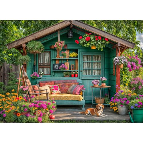 1000 Piece Puzzle for Adults, Flower House Jigsaw Puzzle, Family Puzzles Game, Interlock Perfectly No Dust, Home Decoration Puzzle, Gifts for Parents - color: Flower House