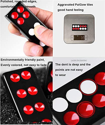 32PCS Pai Gow Tiles Game Set,Chinese Traditional Black Dominoes Pai Gow, Pai Gow Poker, Best Casino Game Party Fun Toy for Entertainemnt (28#) - size: 28#