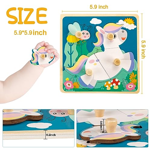 Chunky Wooden Puzzles for Toddlers 1-3: 4 PCS Animals Peg Puzzles Toys | 10 Reinforced Design Tested to 1,000+ Assembly Cycles - Big Pieces for Little Hands - Gift for 1-3 Year Olds Girl Boy - style: Style B