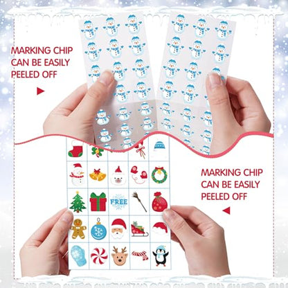Blosssound Snowman Christmas Bingo Game for 24 Players Winter Holiday Party Supplies, Classroom Family Xmas Activities, Reusable Snowman Bingo Cards for Christmas Eve Games - style: Snowman