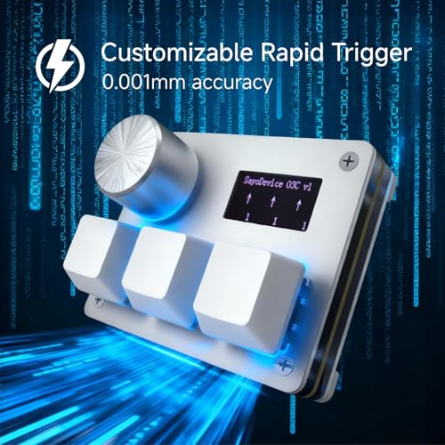 O3C Rapid Trigger Keyboard With Hall Magnetic Switch For OSU Geometry Dash | Rhythm Games,with Knob and Screen,Copy Paste,Shotcut,Macro Hotswap Mini Keypad Magnetic Linear Switches - color: Silvery, size: Outemu Pink Switch