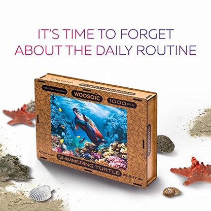 Original Wooden Jigsaw Puzzles for Adults - Shimmering Turtle, 1000 pieces, 23.6"x17.3", Beautiful Gift Package, Unique Shape Best Gift for Adults and Kids