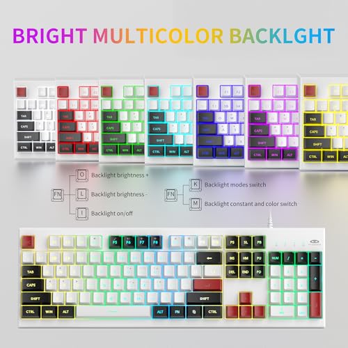 MageGee Creamy Keyboard and Mouse Combo, K2 Classic Keyboard, Wired RGB Backlit, 104 Waterproof, Ergonomic, PC/Laptop/MAC - Knight Red - color: Knight Red Set