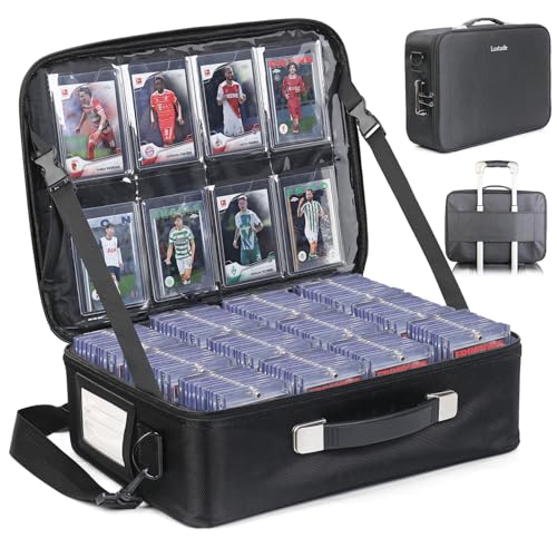 Luxtude Trading Card Storage Box w/Adjustable Dividers, Large Trading Card Carrying Case w/Combination Lock, Baseball Sports Cards Case for 35pt Toploaders, Top Loader Cards Storage for MTG/TCG etc. - color: Black, size: Large
