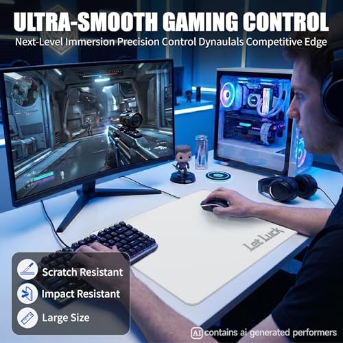 Glass Gaming Mouse Pad | 15.7x11.8 inches | Ultra-Smooth Micro-Etched Surface | Professional Esport Tempered Glass | Non-Slip Silicone Base | Equipped with a Portable Bag