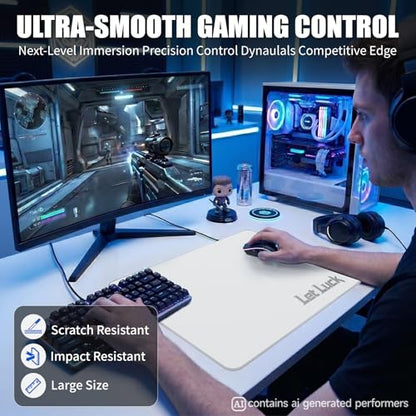 Glass Gaming Mouse Pad | 15.7x11.8 inches | Ultra-Smooth Micro-Etched Surface | Professional Esport Tempered Glass | Non-Slip Silicone Base | Equipped with a Portable Bag