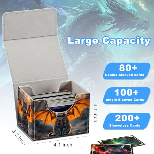 Cat with Wings Deck Box for MTG Commander | Holds 100+ Double-Sleeved Cards | Strong Magnetic TCG Card Case for Collectible Games - color: Cat with Wings