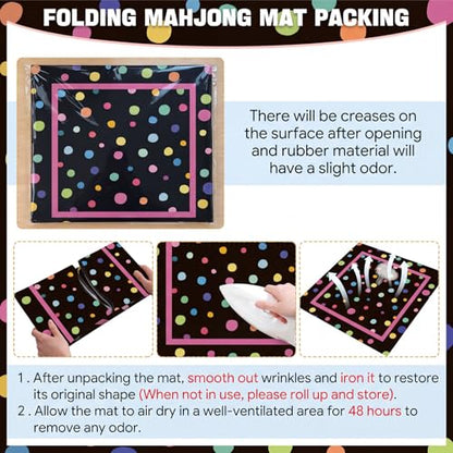 Drydiet Mahjong Mat for Table 31.5 x 31.5 Inch American Mahjong Mat with Carrying Bag, Non-Slip Noise Reduction Table Item for Family Poker Domino Board Game Night & Party Use(Polka Dot) - style: Polka Dot