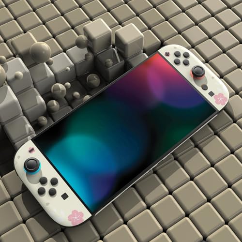 PlayVital for Nintendo Switch 2 Skin Full Set (2-Pack) - Protective Vinyl Decal Stickers for Switch 2 Console, Handle Grips & Dock | No Residue, Anti-Scratch - Cherry Blossoms Kitten Antique Yellow - color: Cherry Blossoms Kitten Antique Yellow