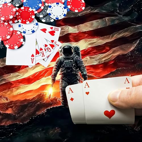 American Flag and Astronaut for MTG & TCG Playmat Mouse Pad,BFDHGQZC 24" x 14" Game Mat for MTG/RPG/CCG Trading Card Game Playmats Table Mat Perfect for Card Games Video Games Computer Office - color: American Flag and Astronaut