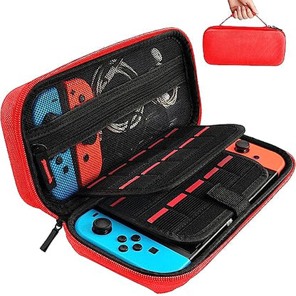 daydayup Switch Carrying Case Compatible with Nintendo Switch/Switch OLED, with 20 Games Cartridges Protective Hard Shell Travel Carrying Pouch DS Case - color: Red, size: 2017-Inch