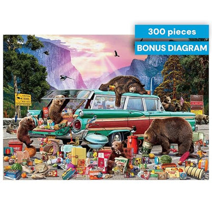 Buffalo Games - Yosemite Picnic - 300 Large Piece Jigsaw Puzzle for Adults | Art by Garry Walton, Made in USA, Easy-Grip Pieces, Recycled Board , Size: 21 x 15 in, With Poster, Frameable Art, Giftable - color: Yosemite Picnic