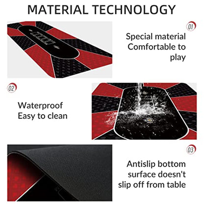 nuveti Poker Mat - 55 x 28inch Non-Slip Poker Table Game Mat - Portable Rubber Waterproof Poker mat for Table 6-8 Player Card Game Anti-Slip Rubber Poker Table Top Layout - color: 55 X 28 Inch Rectangular-red