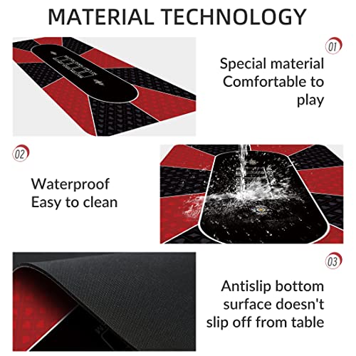 nuveti Poker Mat - 55 x 28inch Non-Slip Poker Table Game Mat - Portable Rubber Waterproof Poker mat for Table 6-8 Player Card Game Anti-Slip Rubber Poker Table Top Layout - color: 55 X 28 Inch Rectangular-red