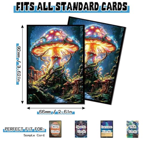 100 Count Card Sleeves Compatible with MTG, Ultra Clear Front & Matte Finish Back, Standard Size TCG Art Sleeves for Trading Cards (Celestial Shroom Realm) - color: Celestial Shroom Realm