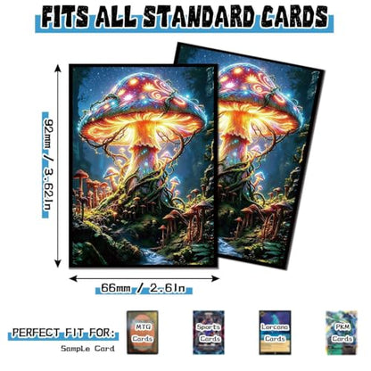 100 Count Card Sleeves Compatible with MTG, Ultra Clear Front & Matte Finish Back, Standard Size TCG Art Sleeves for Trading Cards (Celestial Shroom Realm) - color: Celestial Shroom Realm