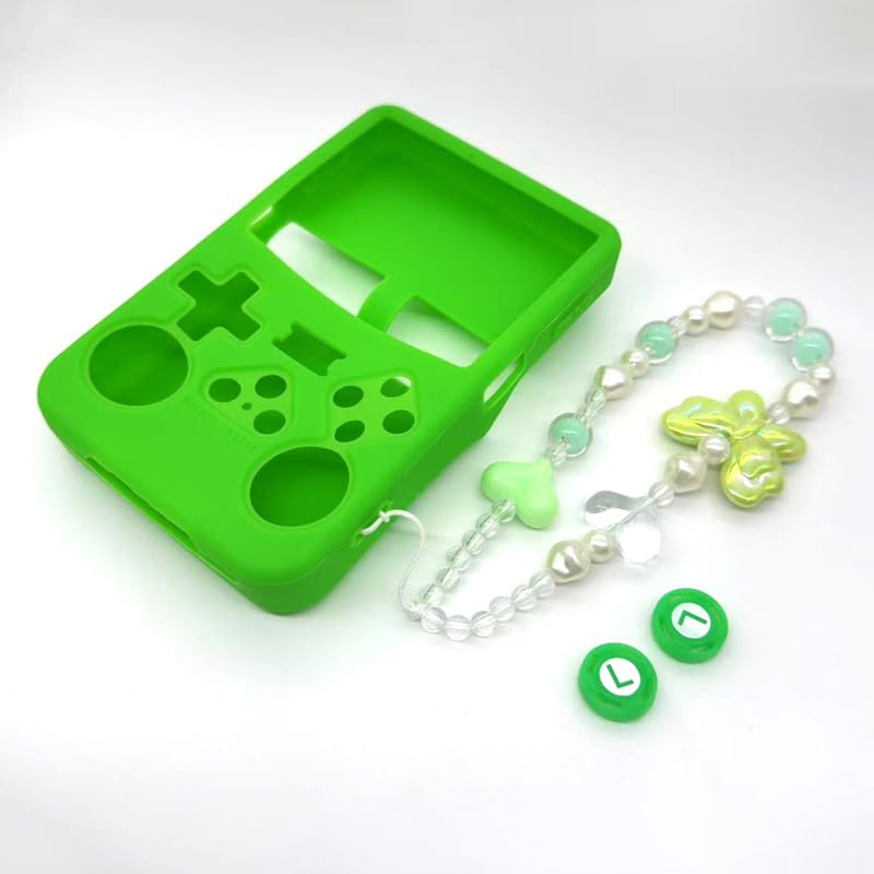 Silicone Case for R36S Handheld Game Console Protective Case with Lanyard Button Cover Accessory for Gift (Green) - color: green