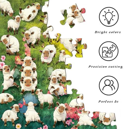 HUADADA 1000 Piece Puzzle for Adults - Cute Fluffy Sheep Jigsaw Puzzle, Anti-Glare Matte Print, 70x50cm, Puzzles 1000 Pieces - color: Cute Fluffy Sheep