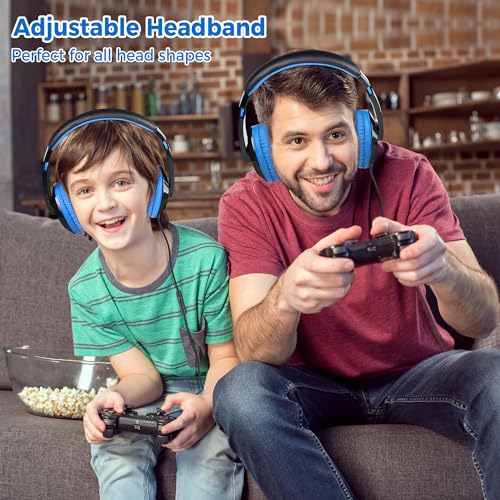 rockpapa Comfort+ Kids Headphones with Microphone, Boys Girls Student Over-Ear Headphones Wired Foldable for School Classroom Laptop PC Computer Tablet Black Blue - color: Blue/Black