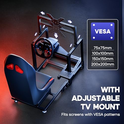 DIWANGUS Foldable Sim Racing Cockpit, Aluminum Rig with Monitor Mount | 70% Aluminum Alloy, Adjustable Wheel Deck & Pedal Plate, Monitor Mount Adjusts Up/Down & Forward/Back, Foldable Design
