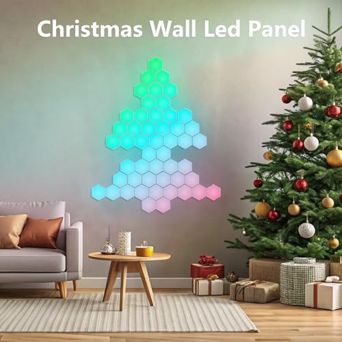 Hexagon Ld Wall Panels, 10 PCS Smart WiFi Hexagon Led Wall Lights Sync Music, Gaming Led Compatible with Alexa for Living Room, Game Room Accessories (10 PCS)