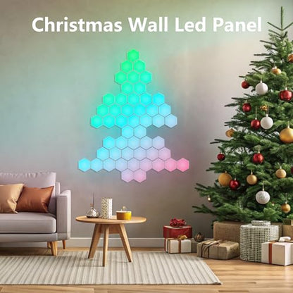 Hexagon Ld Wall Panels, 10 PCS Smart WiFi Hexagon Led Wall Lights Sync Music, Gaming Led Compatible with Alexa for Living Room, Game Room Accessories (10 PCS)