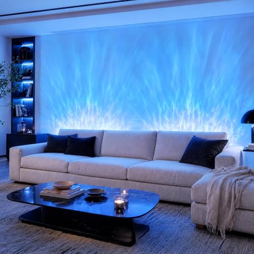 RGB Wall Lights for Living Room, Gaming Room Decor | Ocean Wave Light Projector for Bedroom, Dynamic Color Changing Lamp
