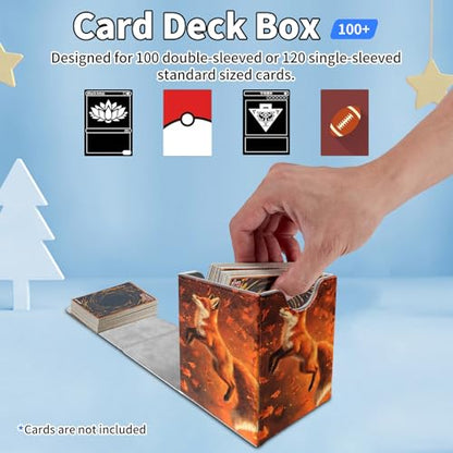 Card Deck Box for MTG Commander,Collectible Trading Storage Box Fits 120+ Single Sleeved Cards Magnetic Case PU Leather for Magic Commander TCG CCG MTG,Cute Fox Red - color: Cute Fox Red