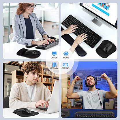 TECKNET Keyboard Wrist Rest and Mouse Pad Set with Wrist Support | Memory Foam Ergonomic Mousepad Rests for Pain Relief, Wrist Rest for Computer Keyboard for Office & Home