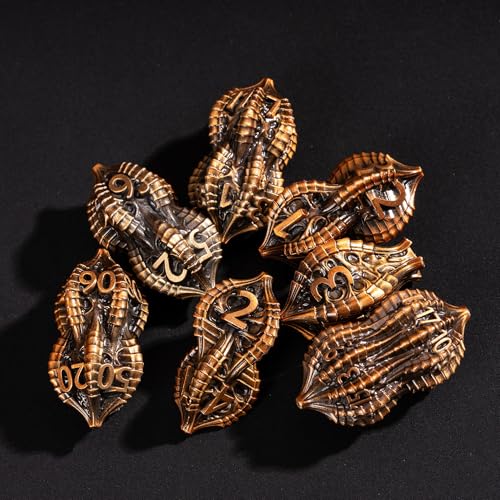 7-Piece Metal Dice Set DND Dice with Dragon Claw Design - Perfect for Dungeons & Dragons RPG Tabletop Role-Playing Games - color: Dragon Claw-ancient Gold
