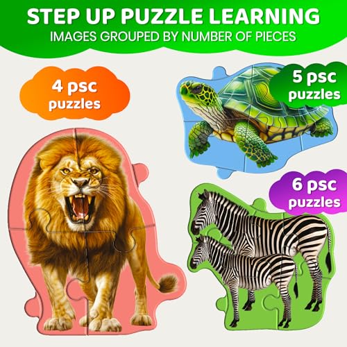 QUOKKA Step Up Magnetic Puzzles for Toddlers 1-3, Wild Animals Puzzle Set in One Book, Travel Games for Kids 3-5, Screen Free Toy for Toddlers and Preschoolers - color: Safari2