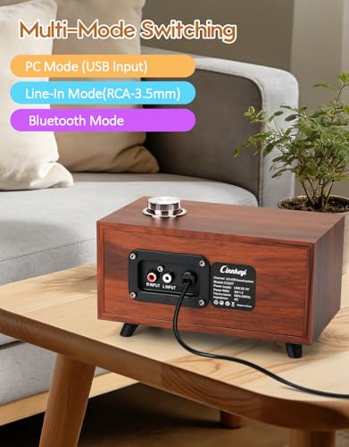 Wooden PC Soundbar Computer Speakers –PC Speakers USB Powered | PC| Line-In | Bluetooth 3 Modes, 3.5mm/USB Input Wooden Computer SoundBar Compact Stereo Speaker for Desktop, Laptop, Monitor, Tablet