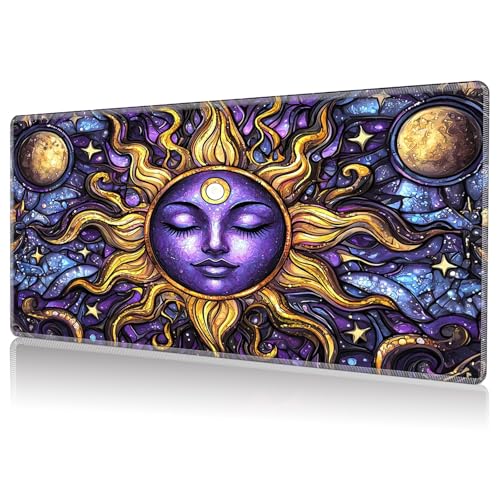 Playmat for MTG, Game Play Mat Card Game Playing 24 x 14 inches Tabletop Magic Play Mats Non-Slip Rubber Base and Stitched Mousepad Desk Mats Playmats for MTG TCG and Other Card Games,Art Sun - color: Art Sun, size: NO Zones