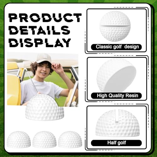 Leinuosen 24 Pcs Resin Golf Base Centerpieces Place Card Holder Half Golf Ball Shaped Table Number Holder Name Place Photo Stand for Office Menu Events Wedding Party - style: Half Golf Ball