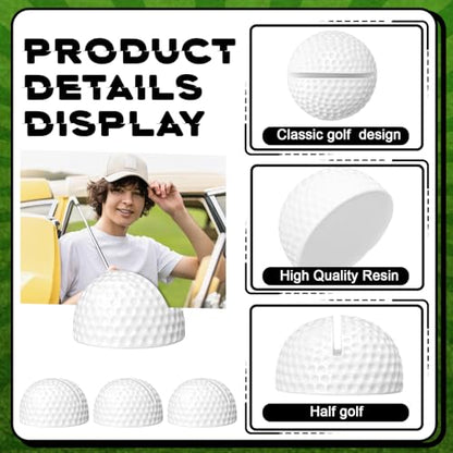 Leinuosen 24 Pcs Resin Golf Base Centerpieces Place Card Holder Half Golf Ball Shaped Table Number Holder Name Place Photo Stand for Office Menu Events Wedding Party - style: Half Golf Ball