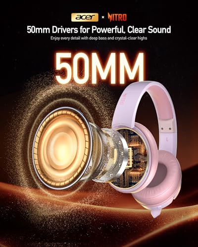 acer Wireless Gaming Headset, PS5 Headset with 2.4GHz for Ps5, Ps4, PC, Switch, Bluetooth 5.3 + 100Hrs Gaming Headphones with Noise Canceling Mic for Laptop, Mobile, Mac, 50mm Drivers (Pink) - color: Pink