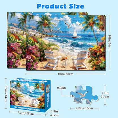4-Pack 100 Piece Puzzle, Four Seasons Scenery 100 Piece Puzzles for Adults Seniors, Nature Landscape Large Piece Jigsaw Puzzles for Seniors Adults Educational Jigsaw Puzzles 100 Pieces (15x10 in)
